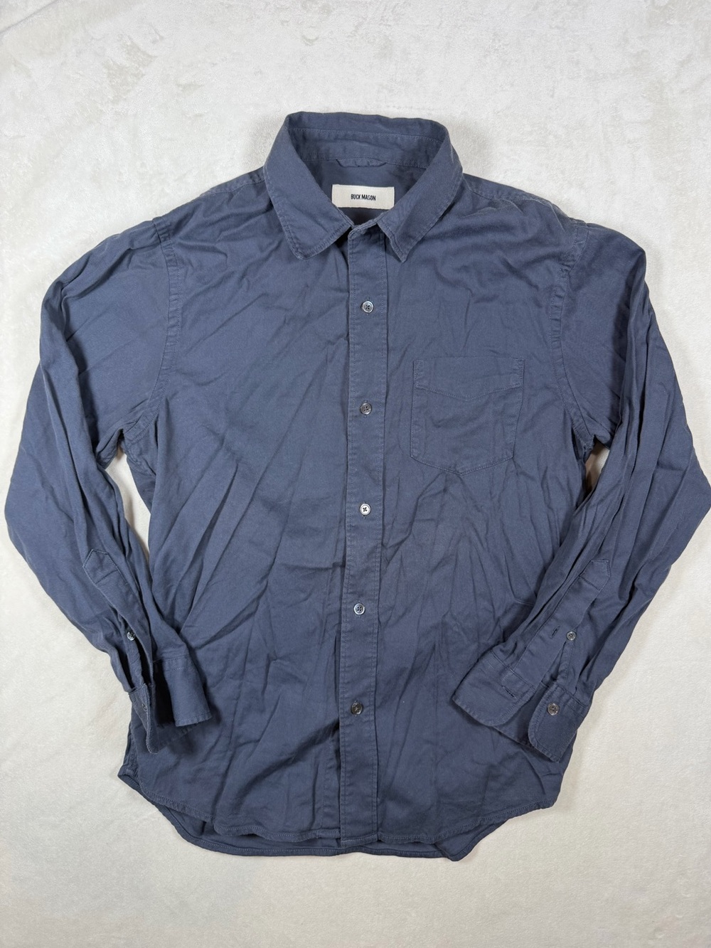 Buck Mason Medium Navy Twill Blue Long-Sleeve Button-Down Shirt Classic